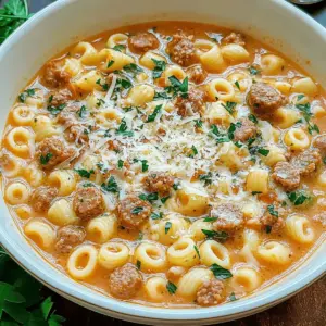 Creamy Parmesan Italian Sausage Ditalini Soup Delight