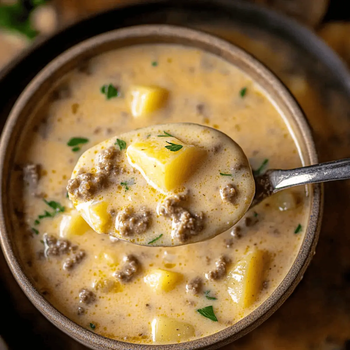 Cheesy Beef and Potato Soup