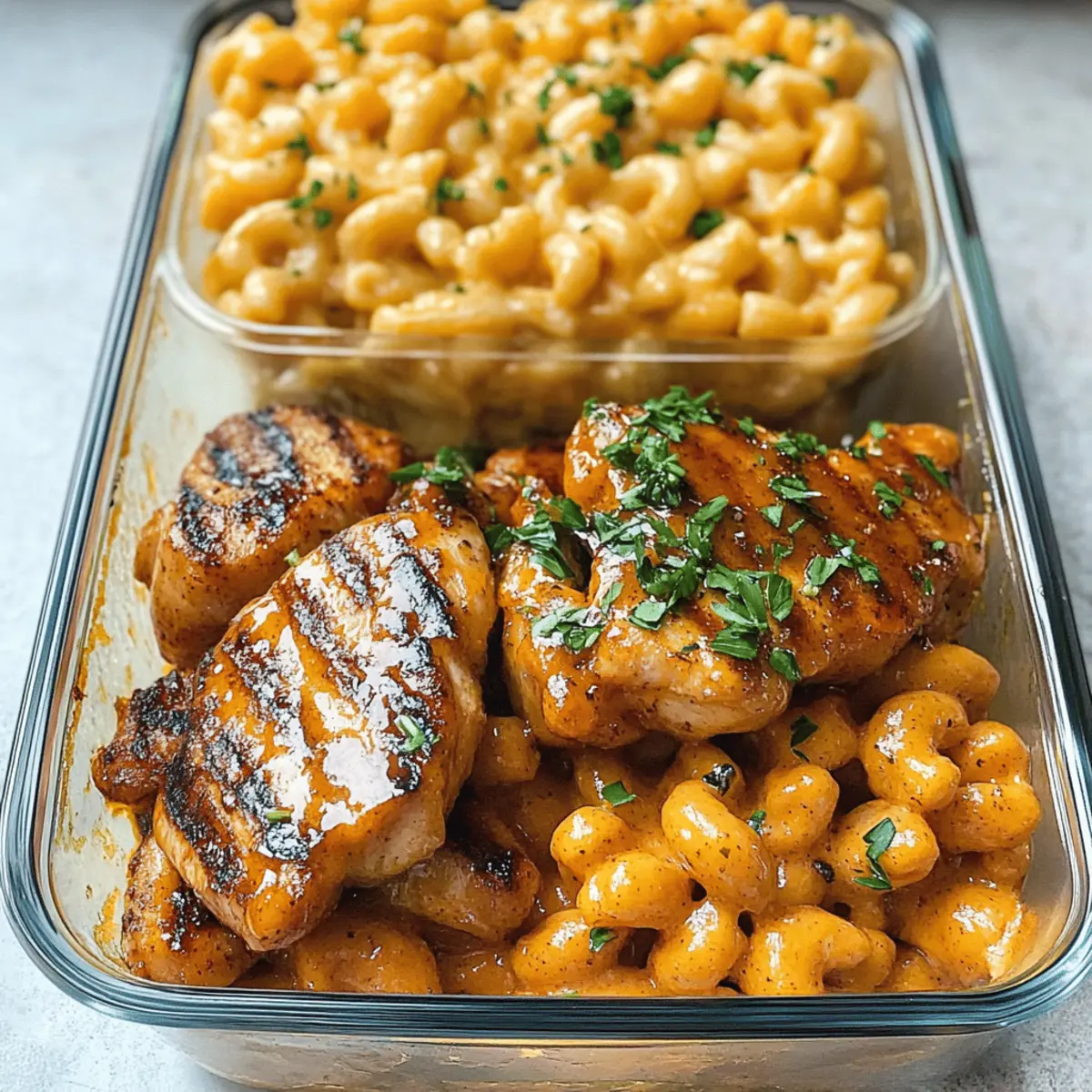 Honey Garlic Butter Chicken with Mac & Cheese