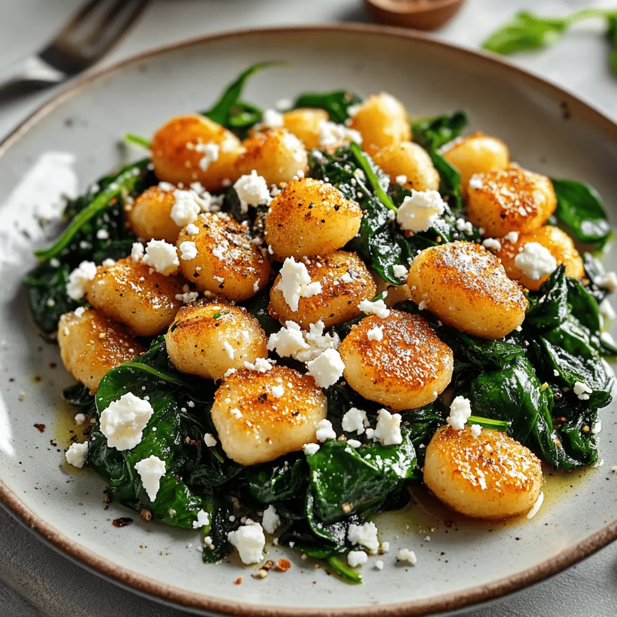 Crispy Gnocchi With Spinach And Feta