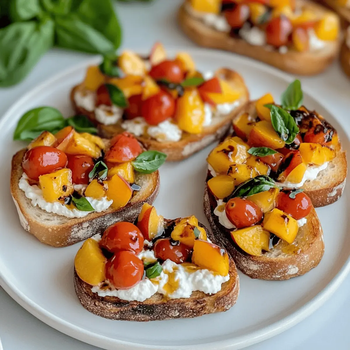 Quick Peach Bruschetta with Whipped Ricotta