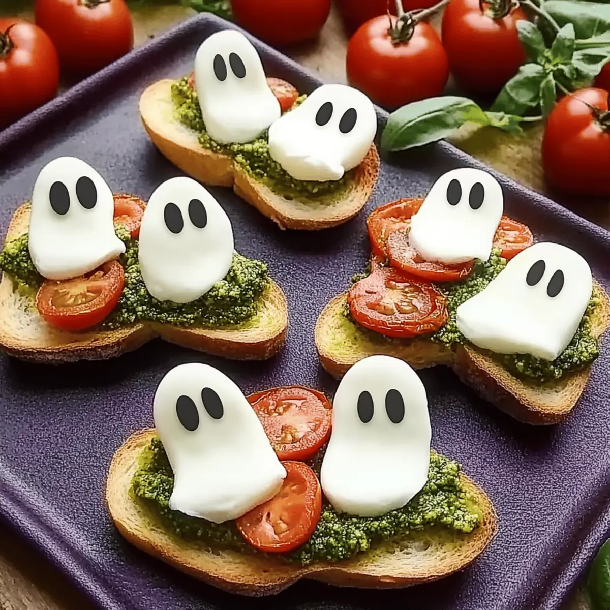 Caprese Crostini Ghosts
