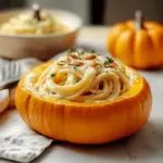 Pumpkin Alfredo Pasta Cauldrons