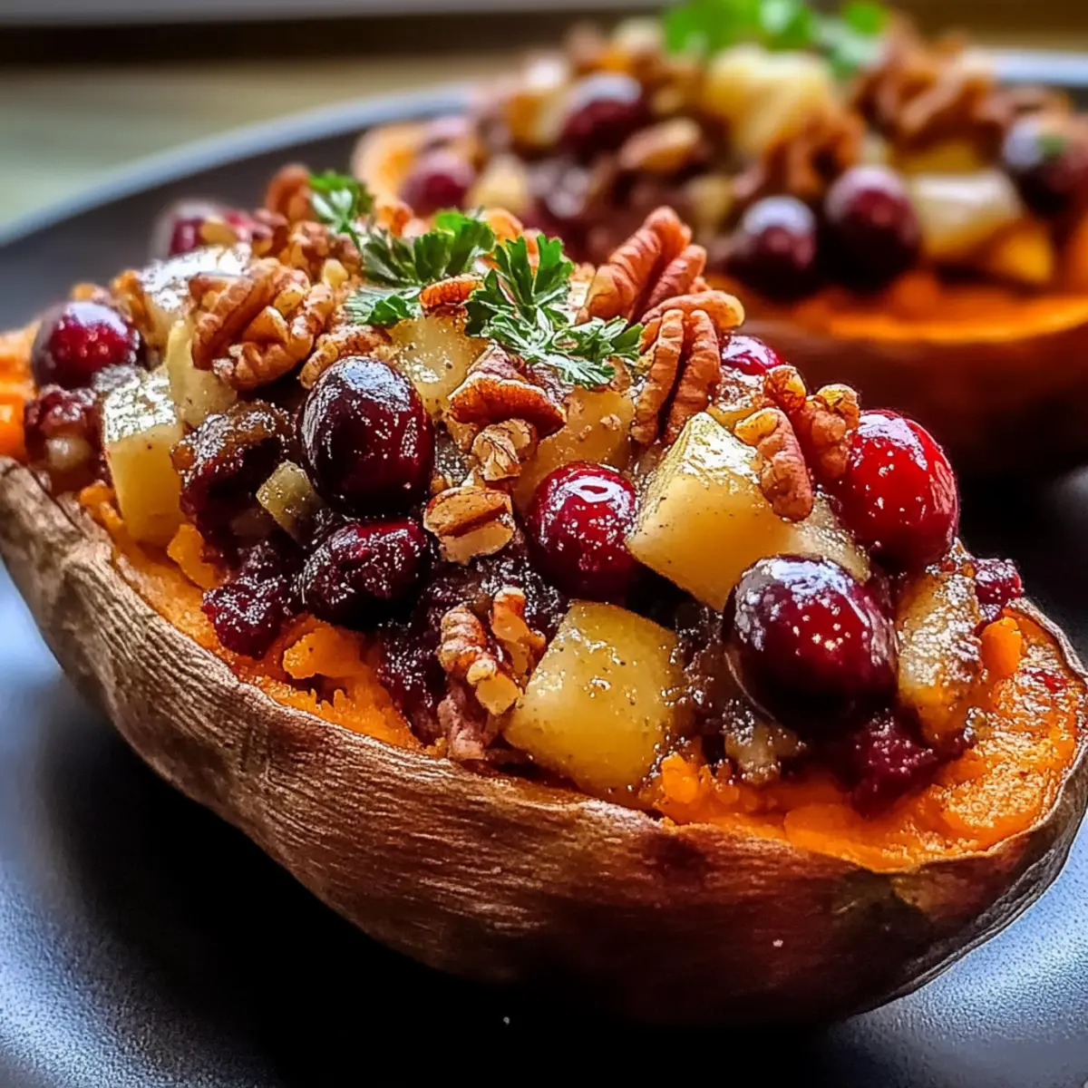 Cranberry Apple Twice Baked Sweet Potatoes