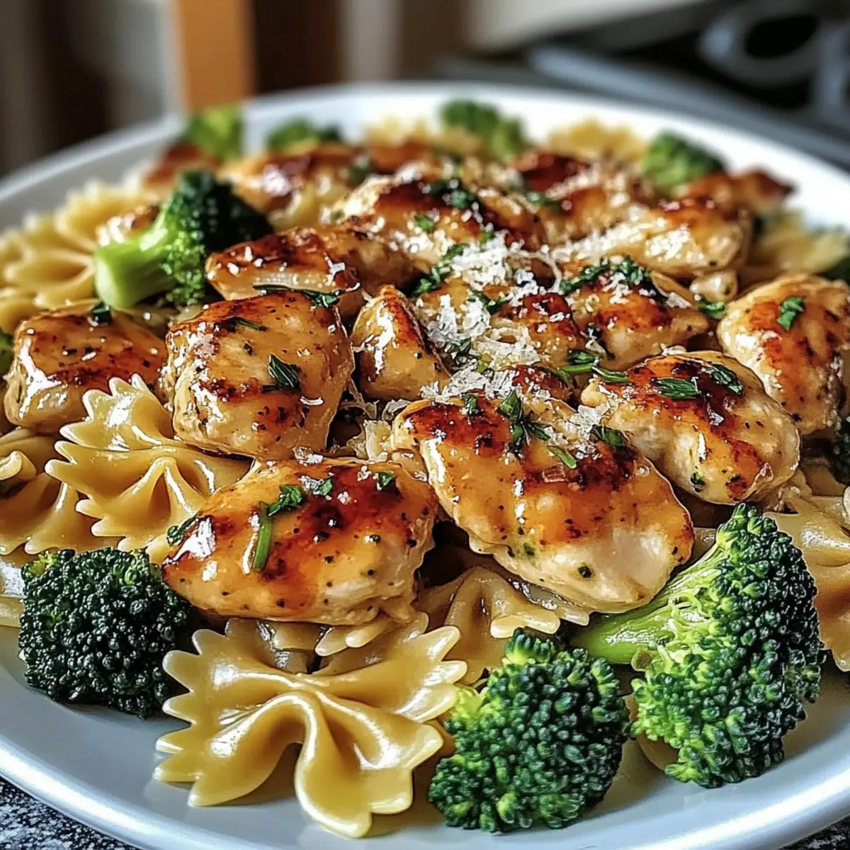Cowboy Butter Lemon Bowtie Chicken with Broccoli