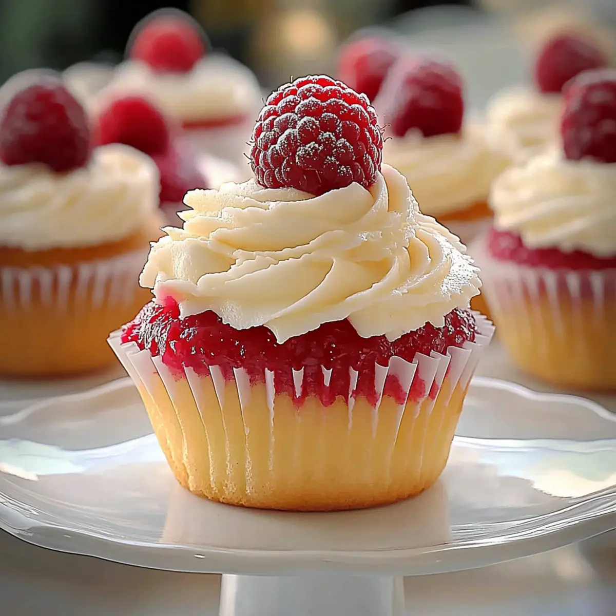Almond Wedding Cake Cupcakes with Raspberry Filling