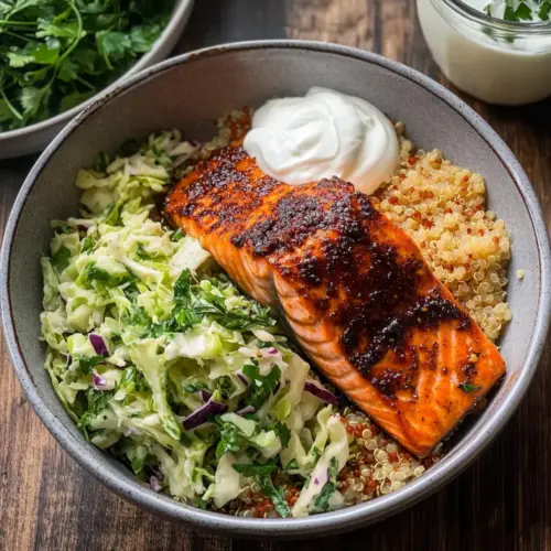 Honey Harissa Salmon Bowls