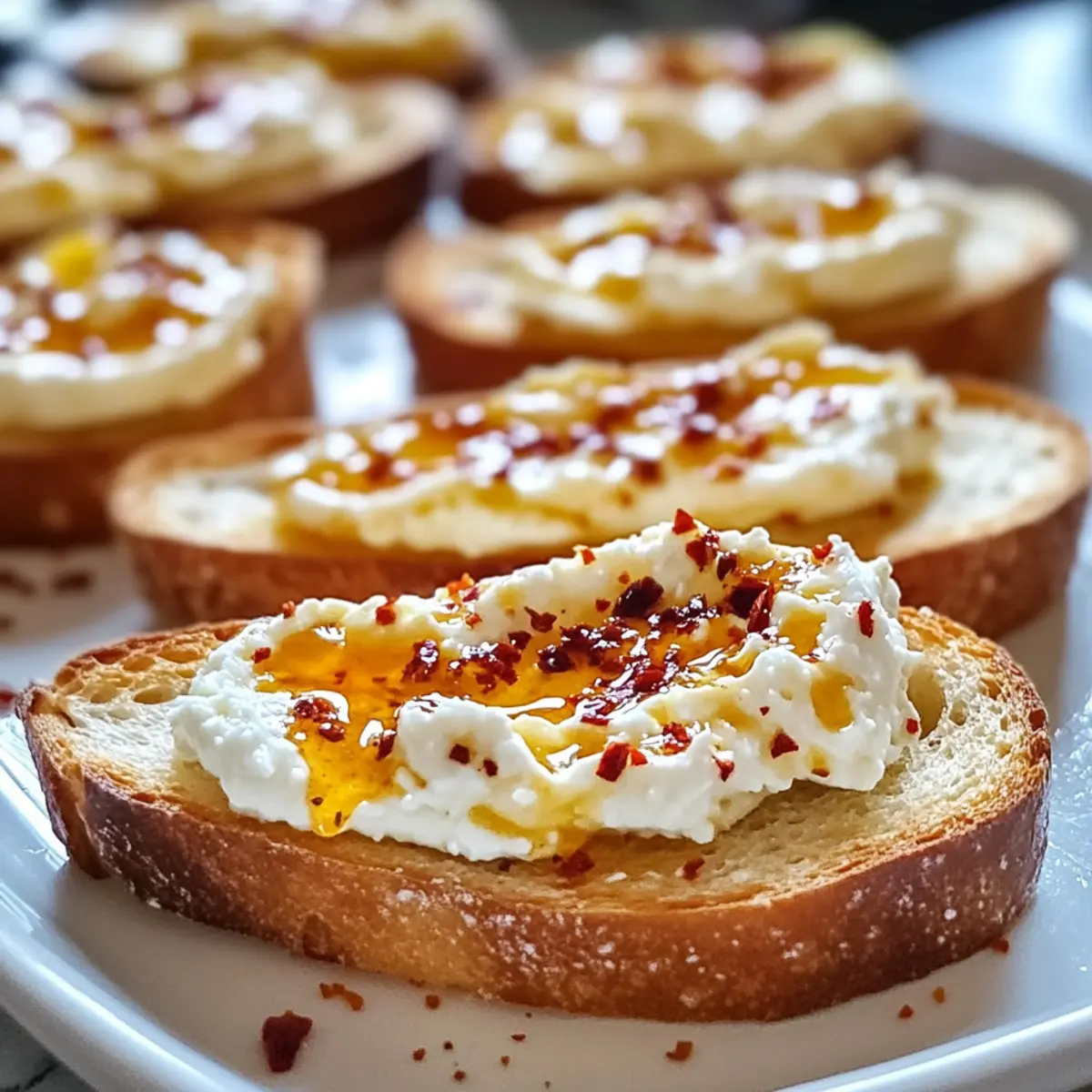 Sweet and Spicy Whipped Feta Crostini with Hot Honey Bliss