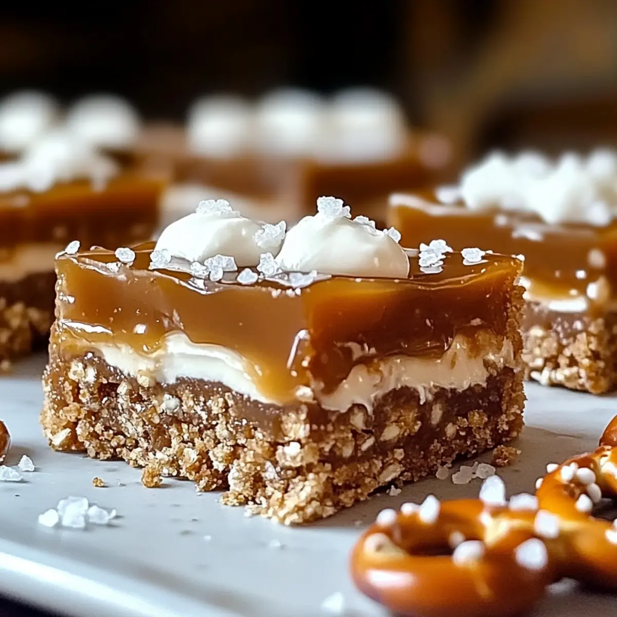 No-Bake Salted Caramel Pretzel Bars