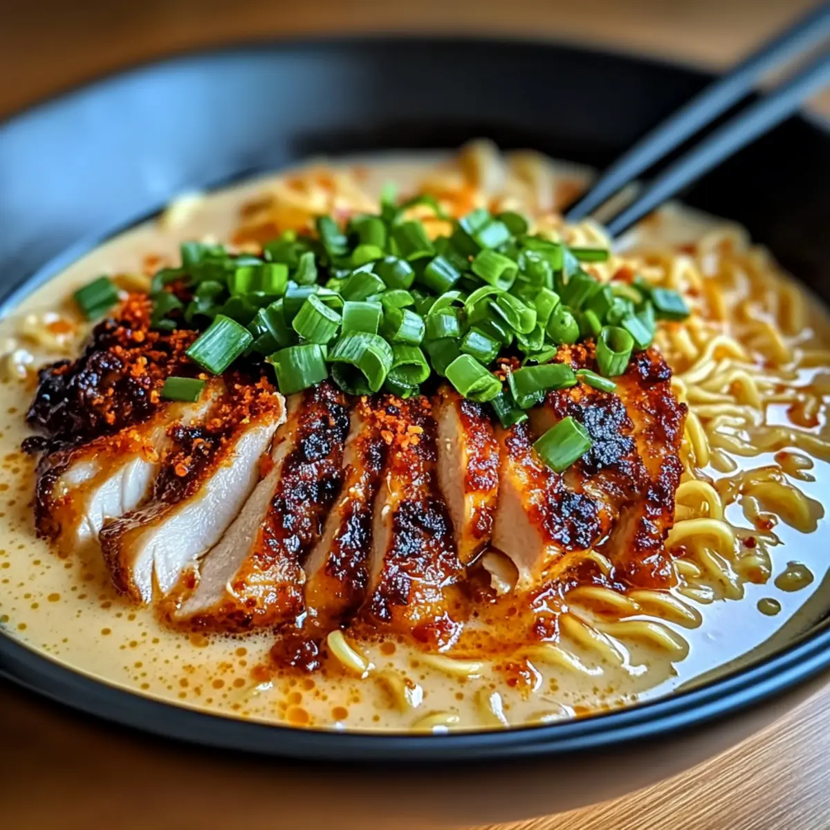 FIERY CHICKEN RAMEN WITH CREAMY GARLIC SAUCE