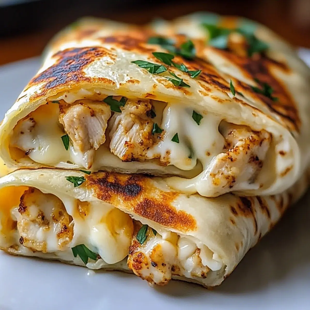 Low Carb Cheesy Garlic Chicken Wraps