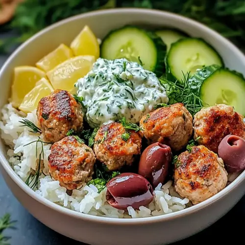 Mediterranean Bowl With Turkey Meatballs