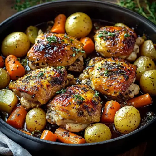 One-Pan Roasted Chicken Thighs with Carrots and Potatoes