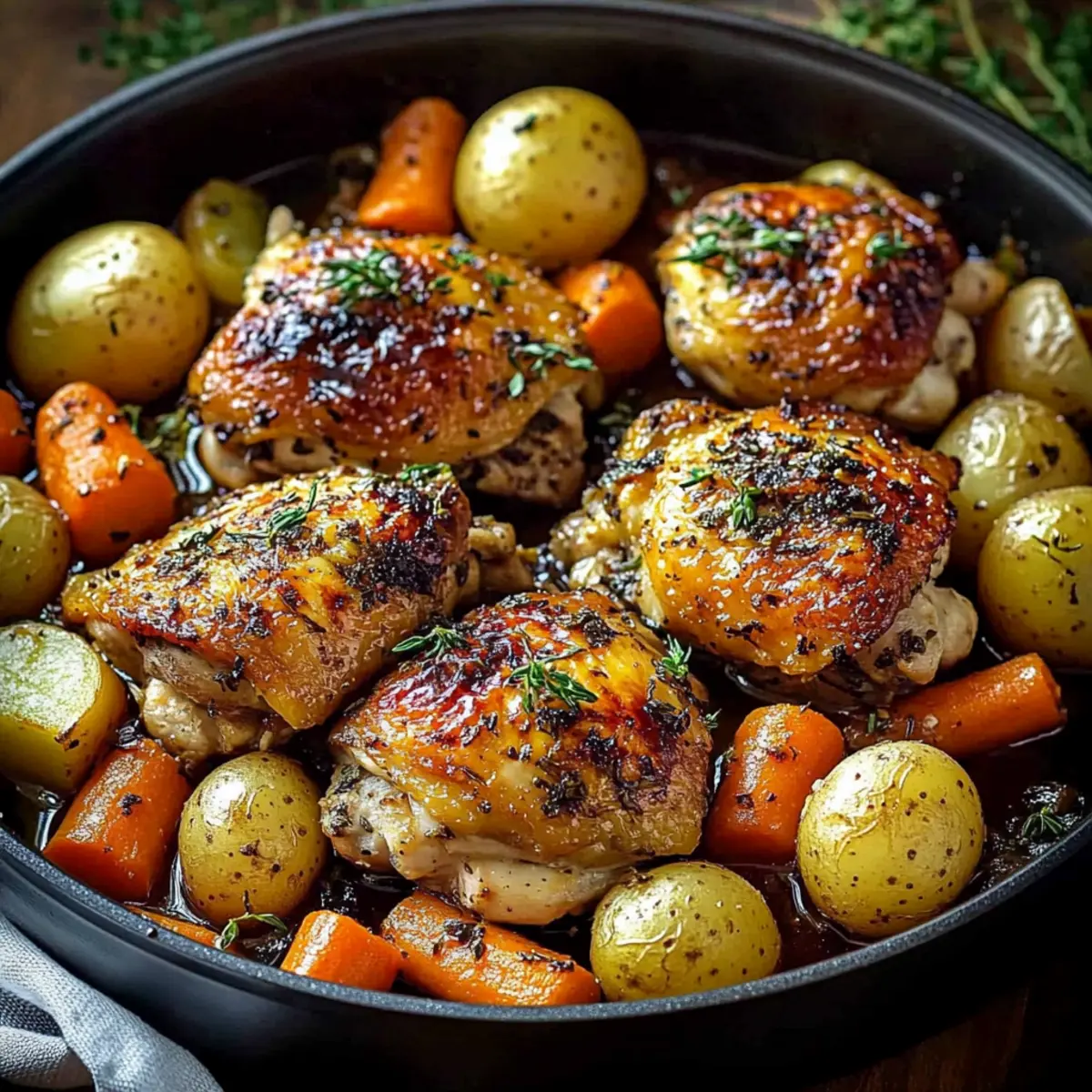 One-Pan Roasted Chicken Thighs with Carrots and Potatoes