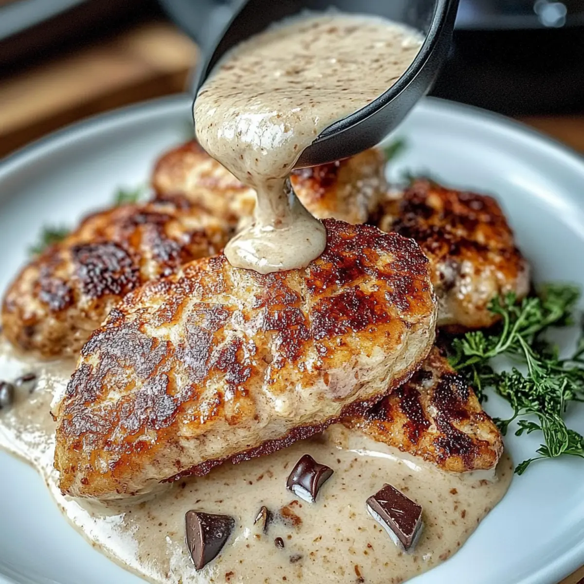 Tuna Steaks with Creamy Garlic Sauce & Salad