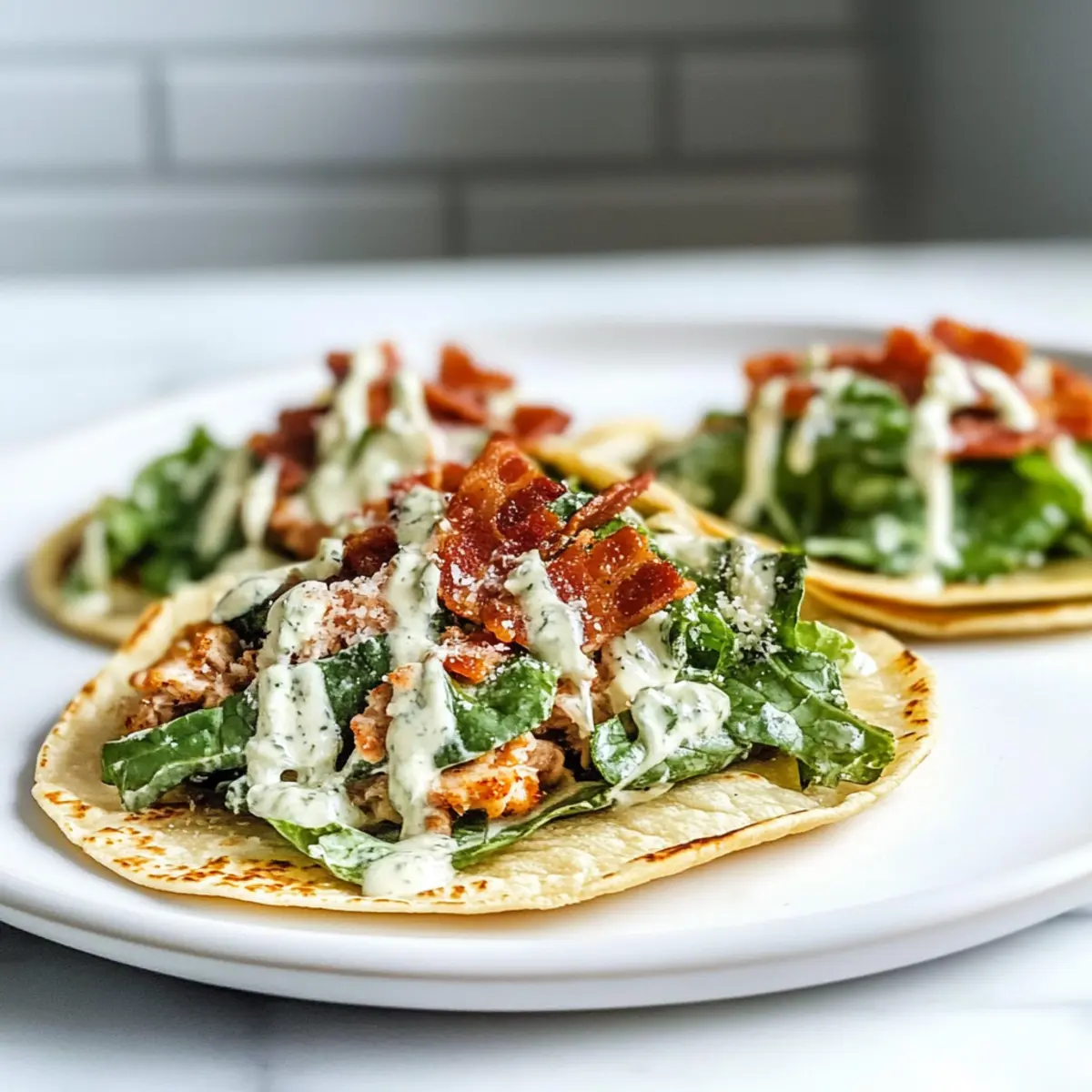 Smash Chicken Caesar Tacos