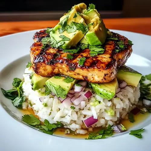 Honey Lime Chicken & Avocado Rice Stack