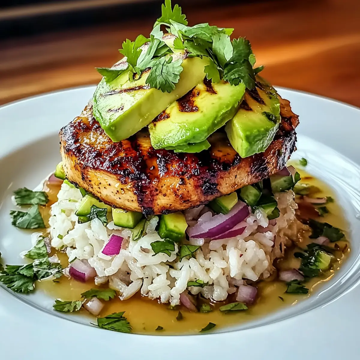 Honey Lime Chicken & Avocado Rice Stack