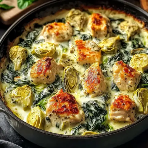 High-Protein Spinach and Artichoke Chicken Casserole
