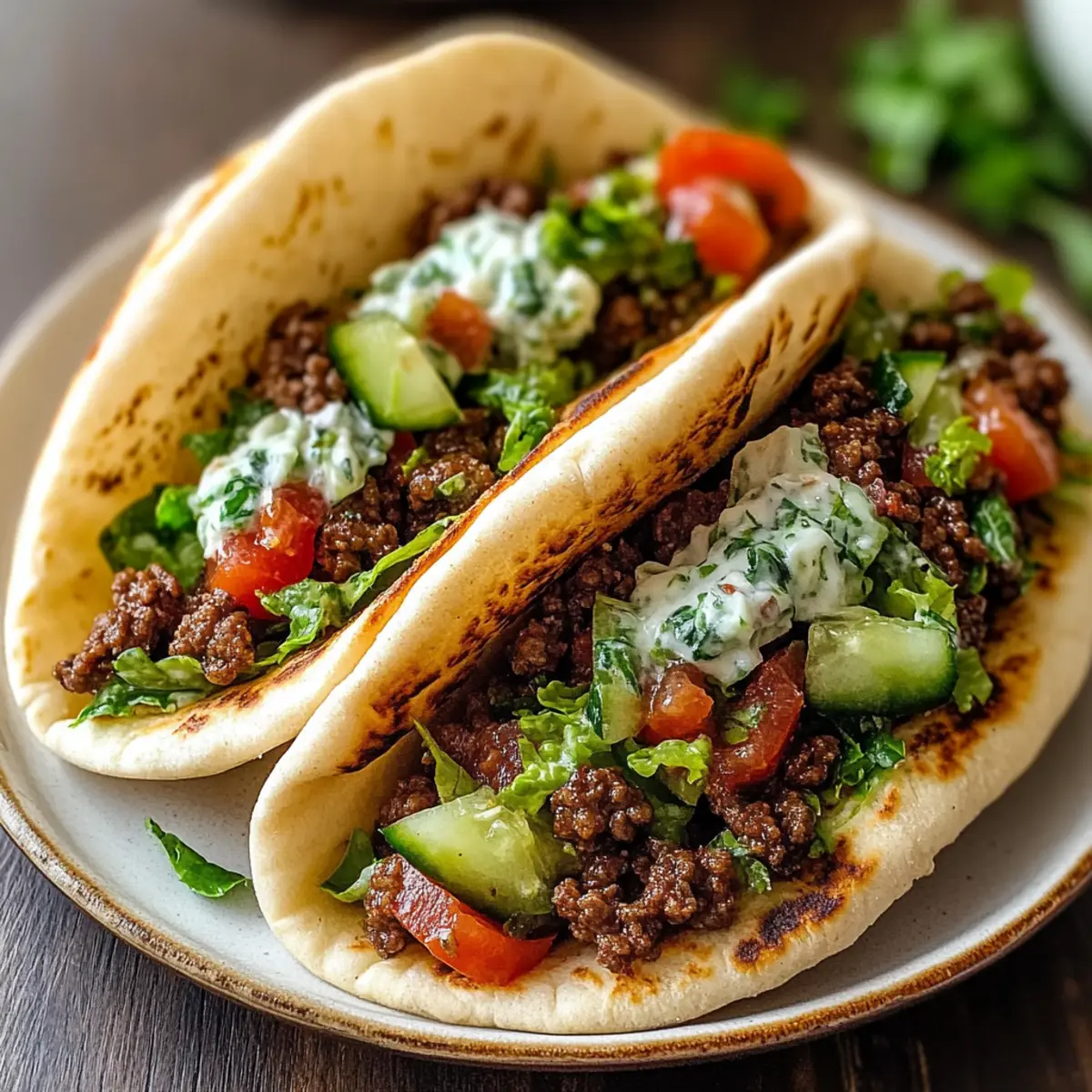 Mediterranean Ground Beef Pita Pockets
