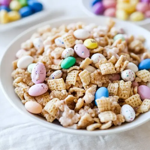 Easter Chex Mix with M&Ms and Cadbury Mini Eggs