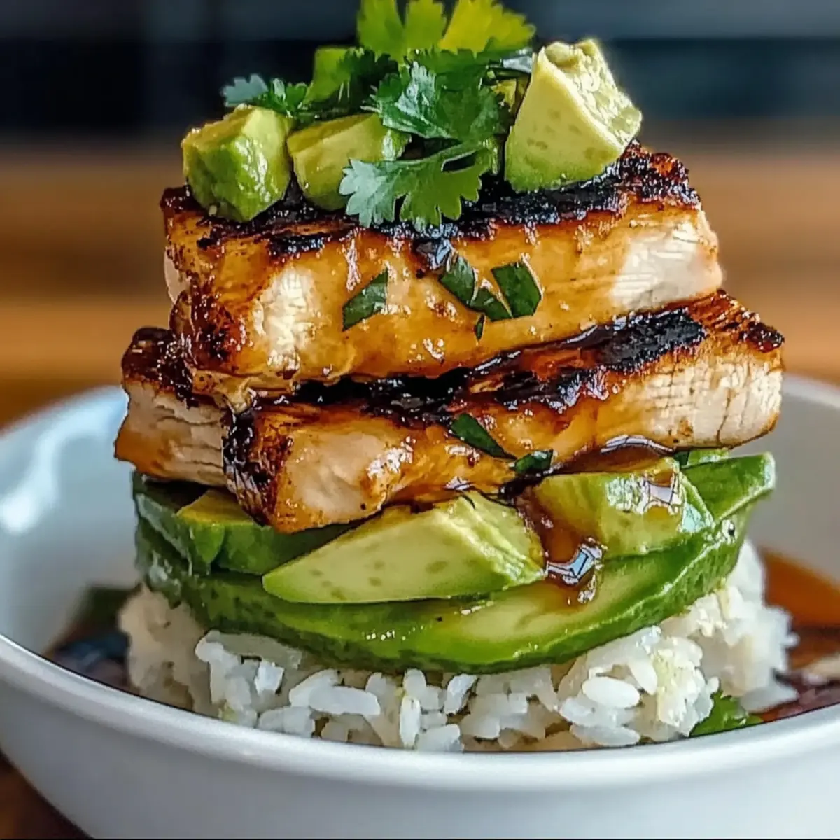 Honey Lime Chicken & Avocado Rice Stack