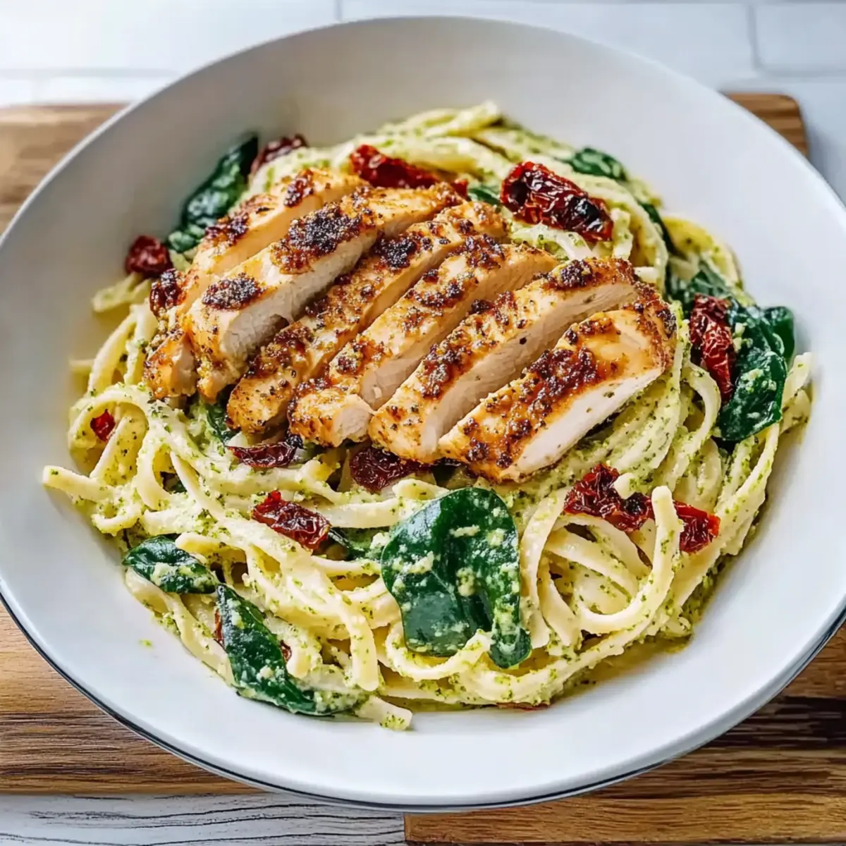 Creamy Chicken Pesto Pasta with Spinach
