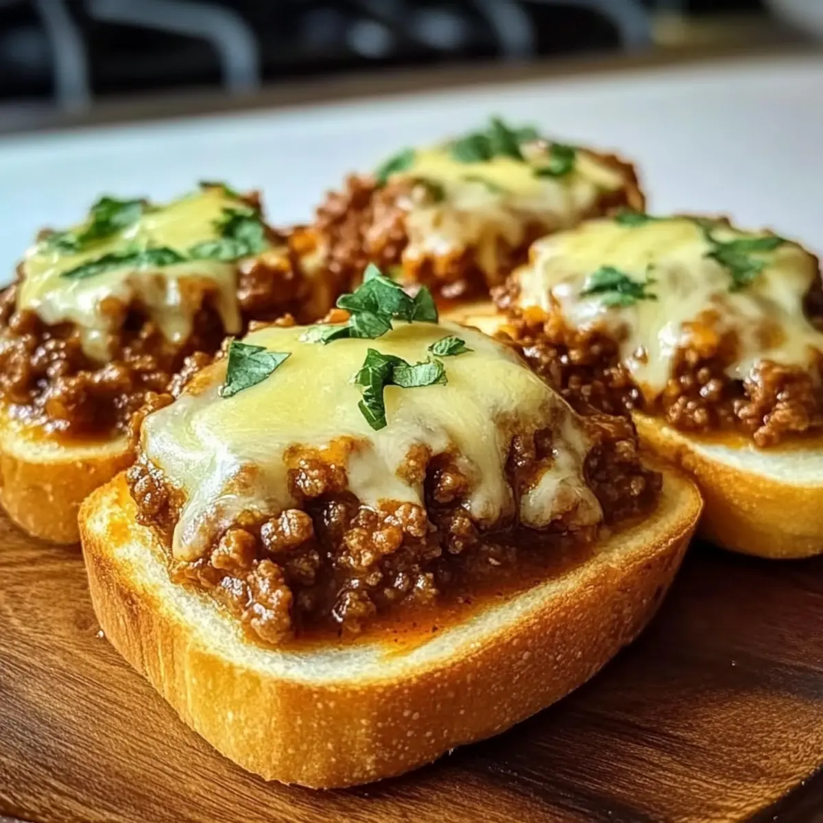 Open Face Garlic Toast Sloppy Joes