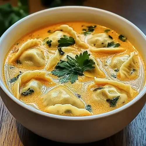 Creamy Red Curry Soup with Dumplings & Greens
