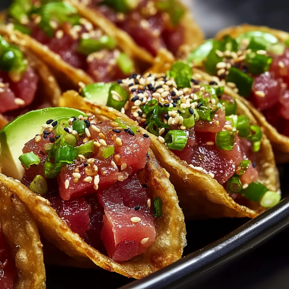 Spicy Tuna Tartare Wonton Tacos