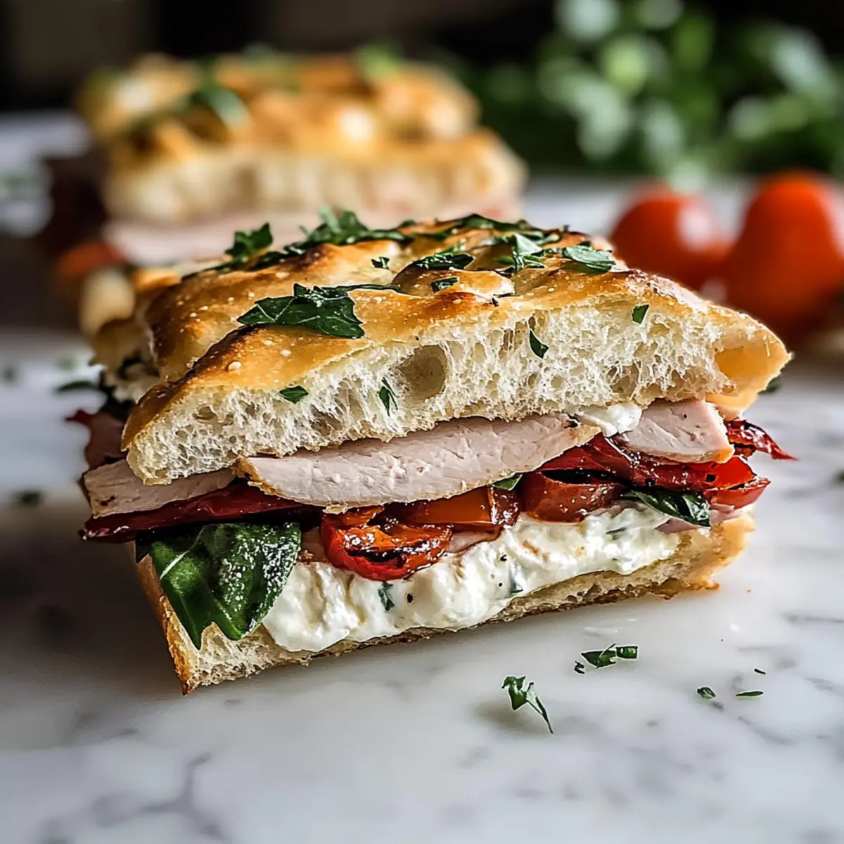 Italian Turkey Focaccia Sandwiches