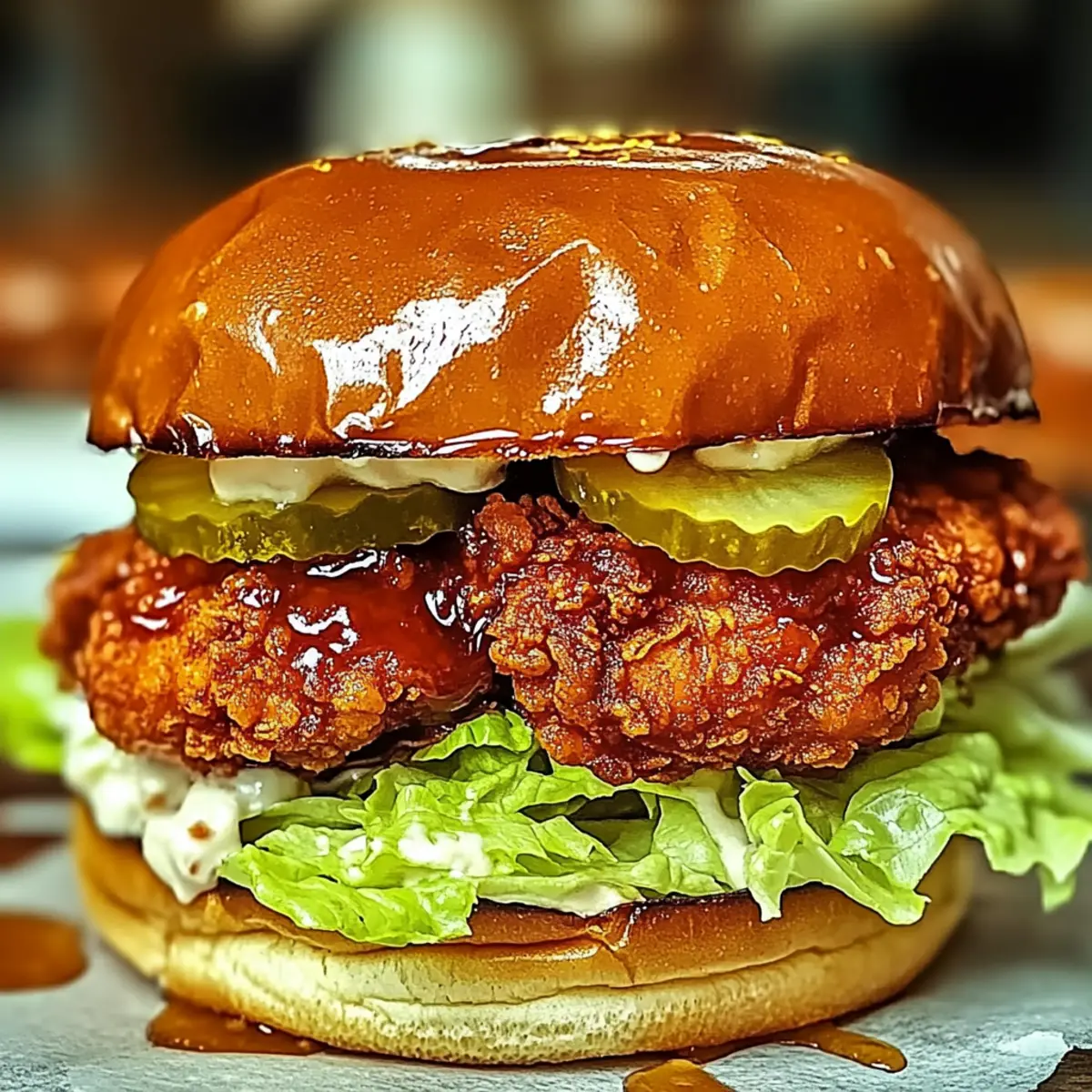 Baked Nashville Hot Chicken Sandwich with Honey