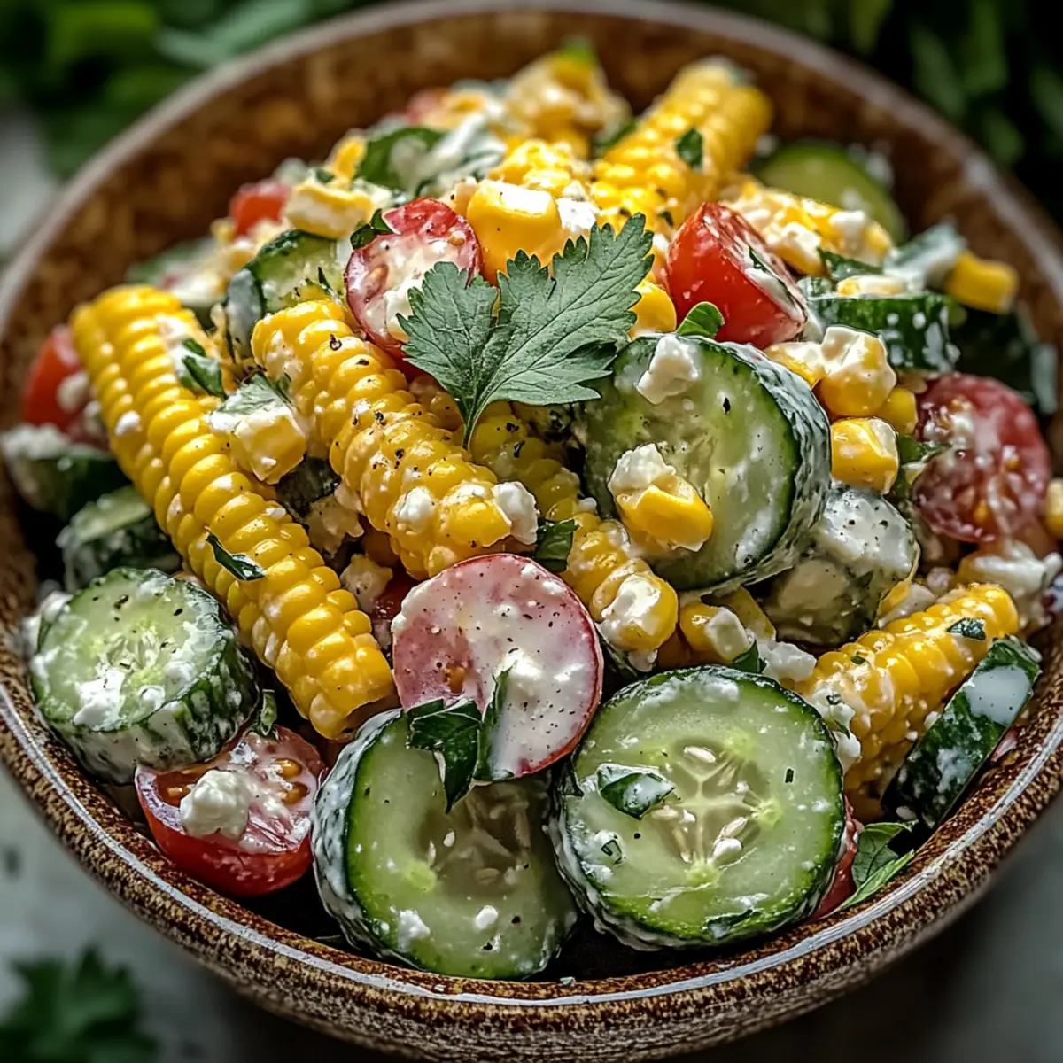 Street Corn Creamy Cucumber Salad