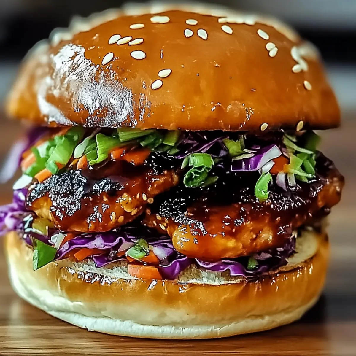 Korean BBQ Chicken Sandwich with Zesty Cabbage Slaw Bliss