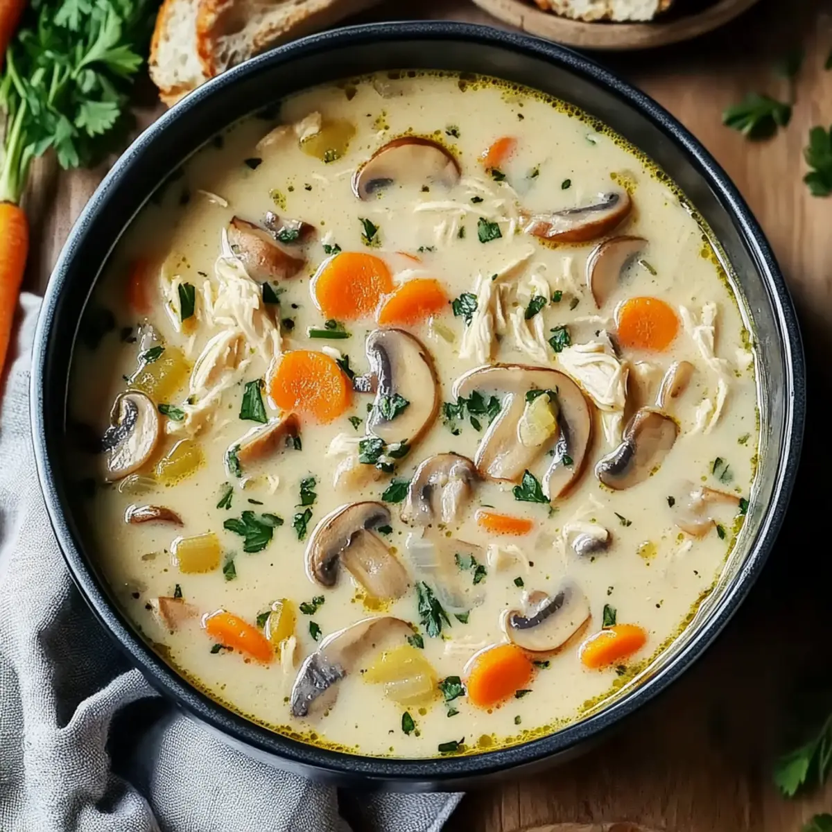 Creamy Rotisserie Chicken Mushroom Soup
