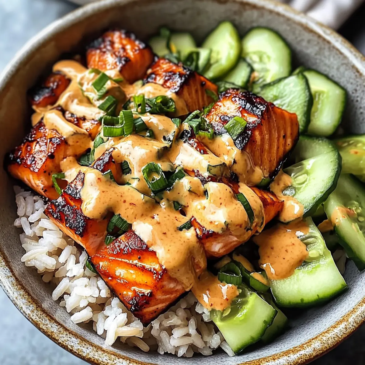 Honey Glazed Salmon Rice Bowls