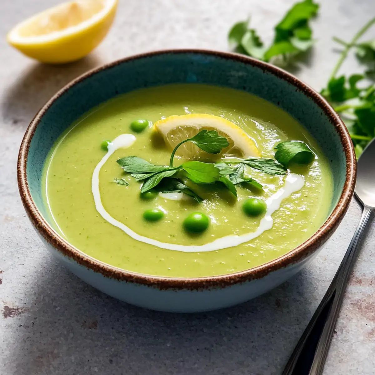 Fennel Soup with peas & lemon