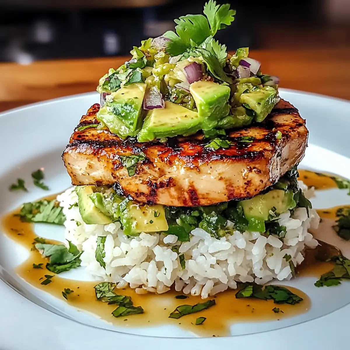 Honey Lime Chicken & Avocado Rice Stack
