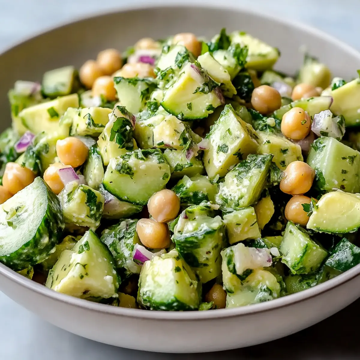 Chickpea Avocado Cucumber Salad with Lemon Dressing