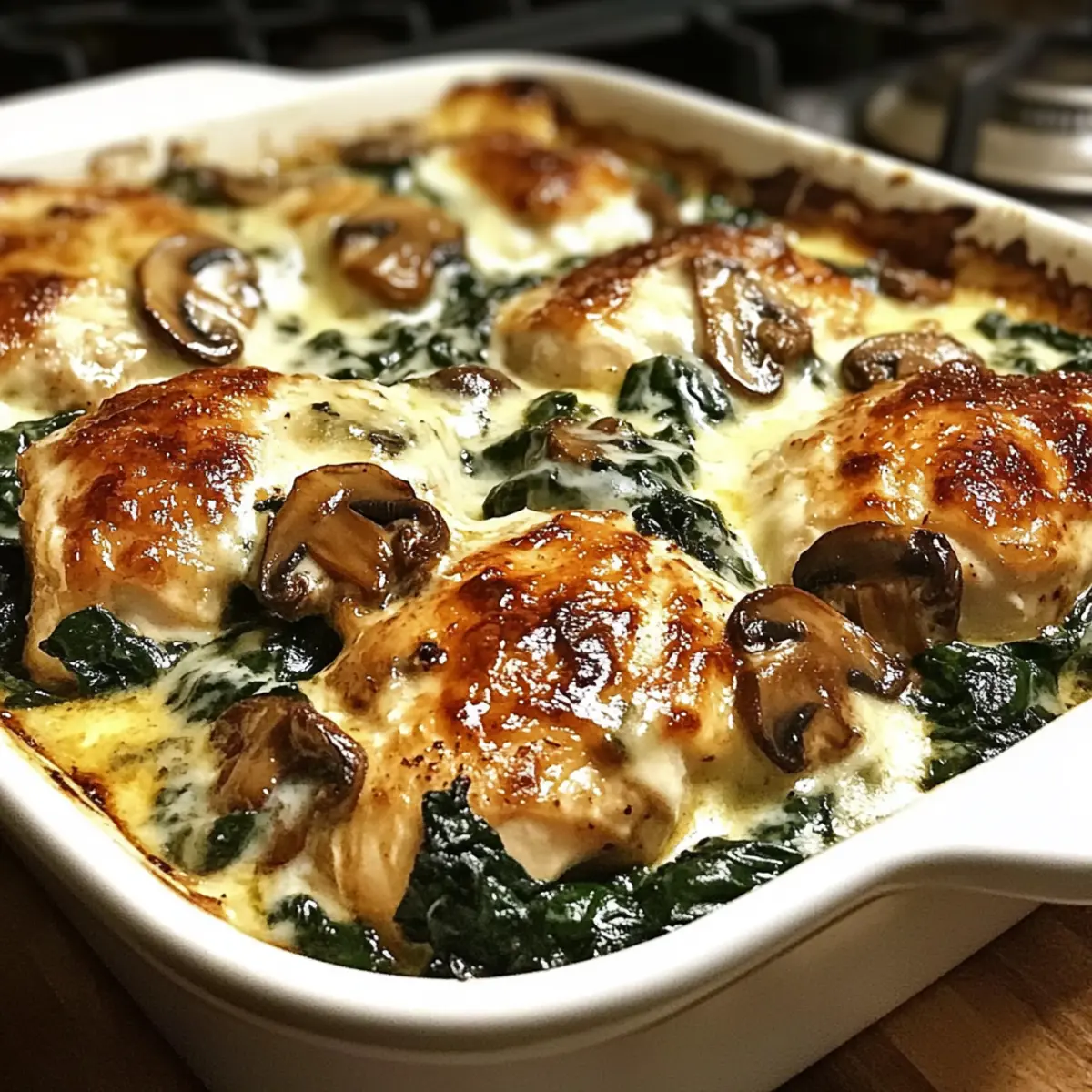 Low-Carb Chicken Spinach Mushroom Bake
