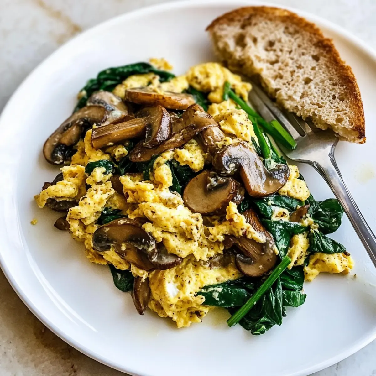 Mushroom Spinach Scrambled Eggs