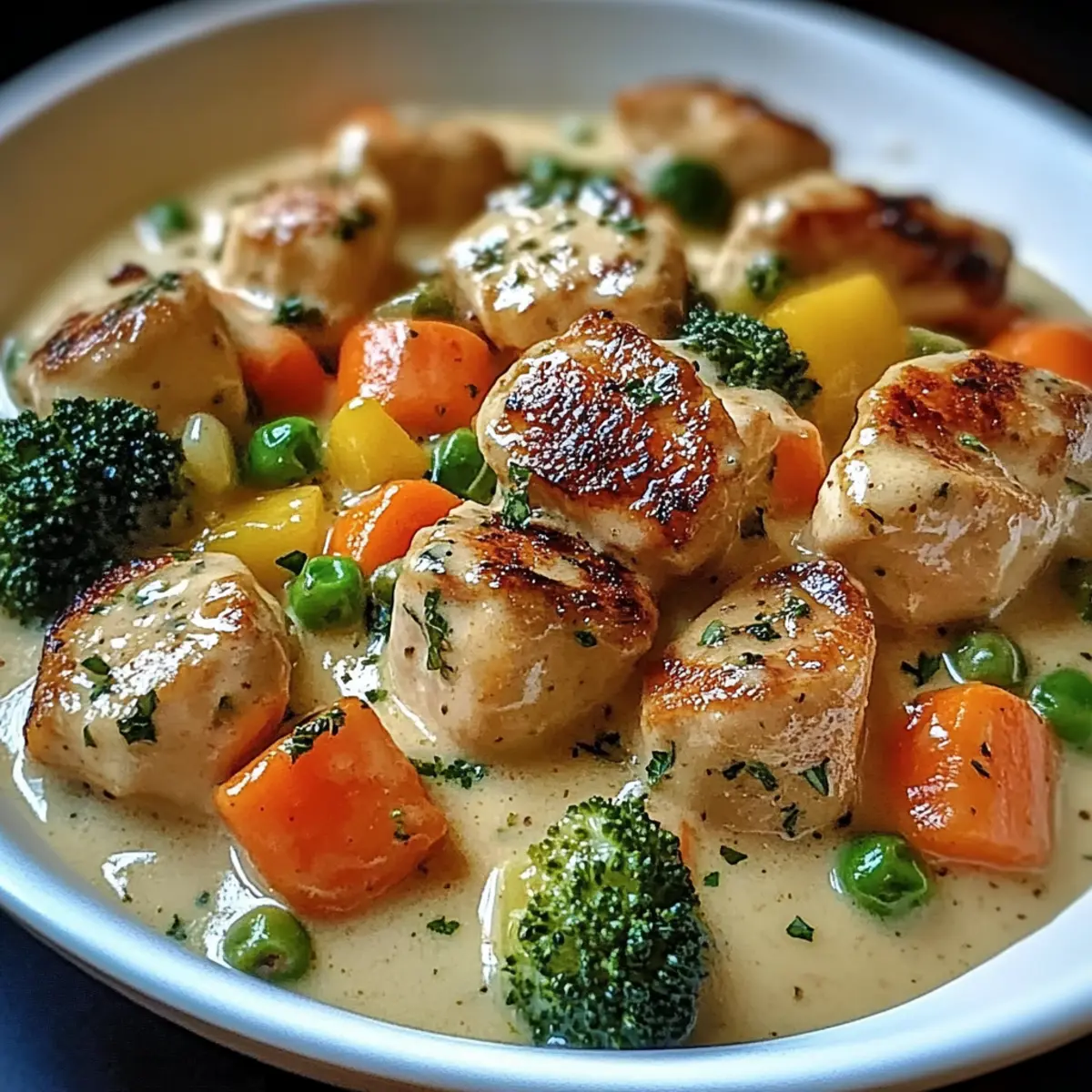 Creamy Garlic Chicken with Fresh Veggies