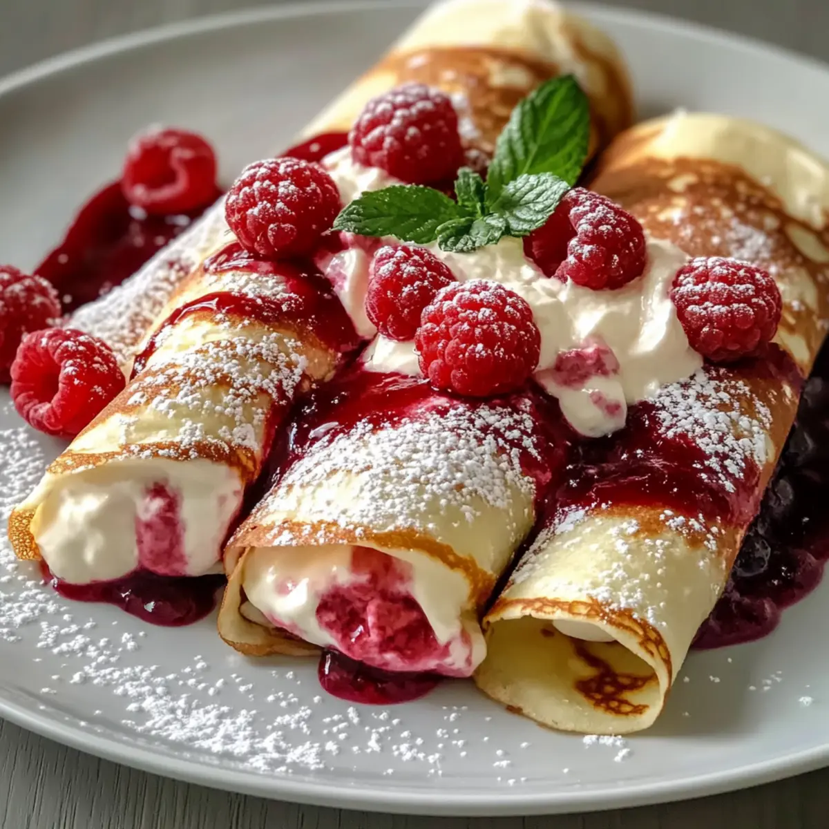 Raspberry Vanilla Cream Crepes