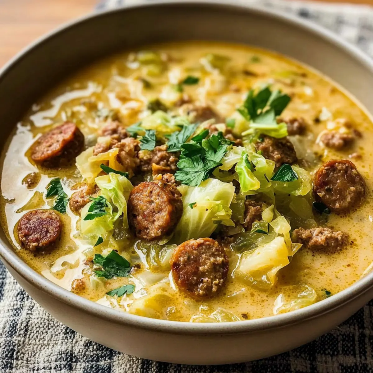 Creamy Sausage & Cabbage Soup