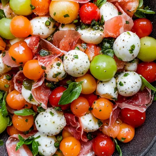 Caprese Melon Salad with Prosciutto and Mozzarella