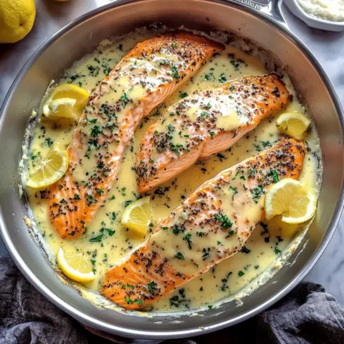 Baked Salmon with Lemon Butter Cream Sauce