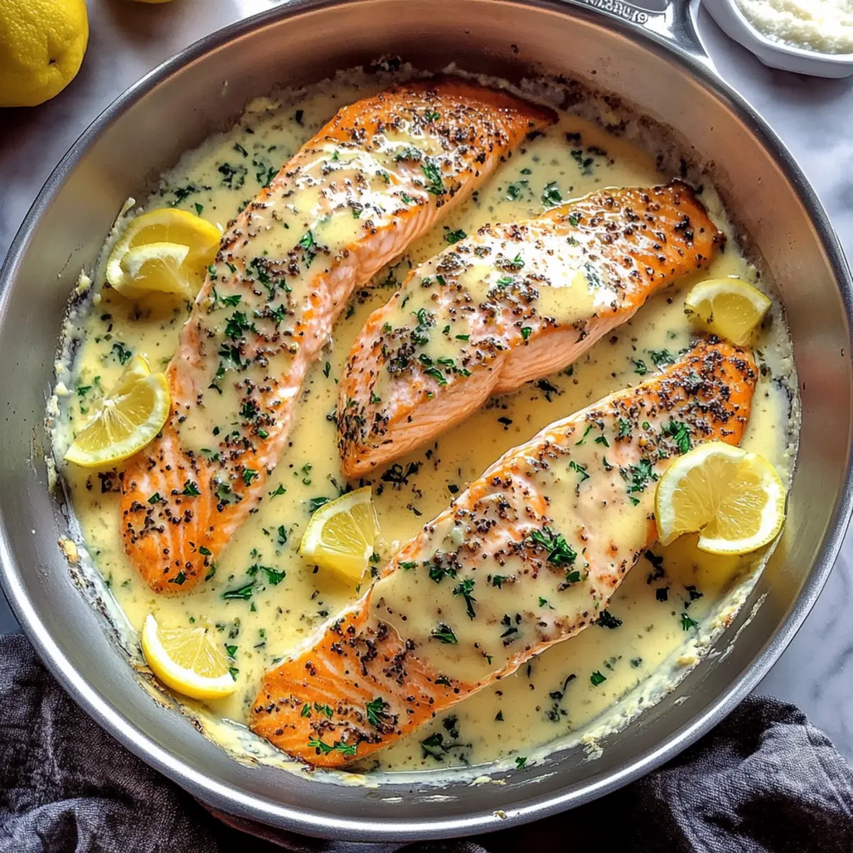 Baked Salmon with Lemon Butter Cream Sauce