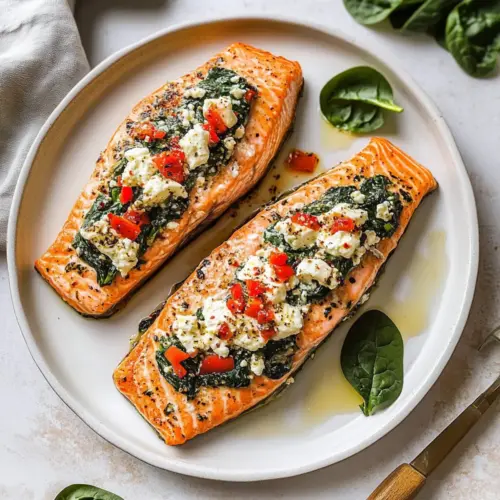 Stuffed Salmon With Spinach & Feta