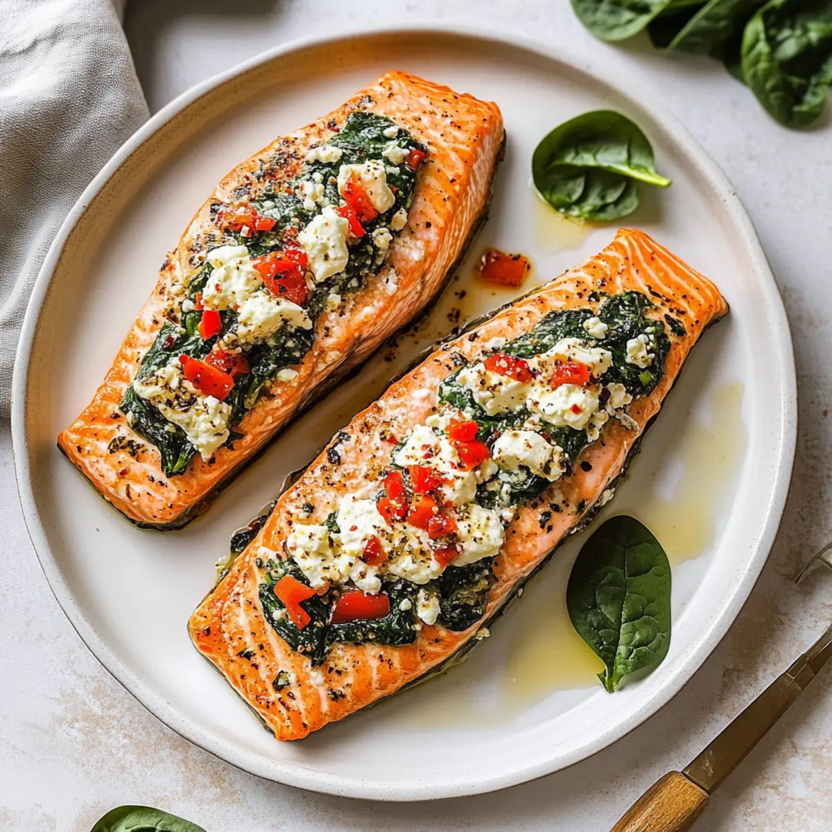 Stuffed Salmon With Spinach & Feta