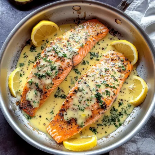 Baked Salmon with Lemon Butter Cream Sauce